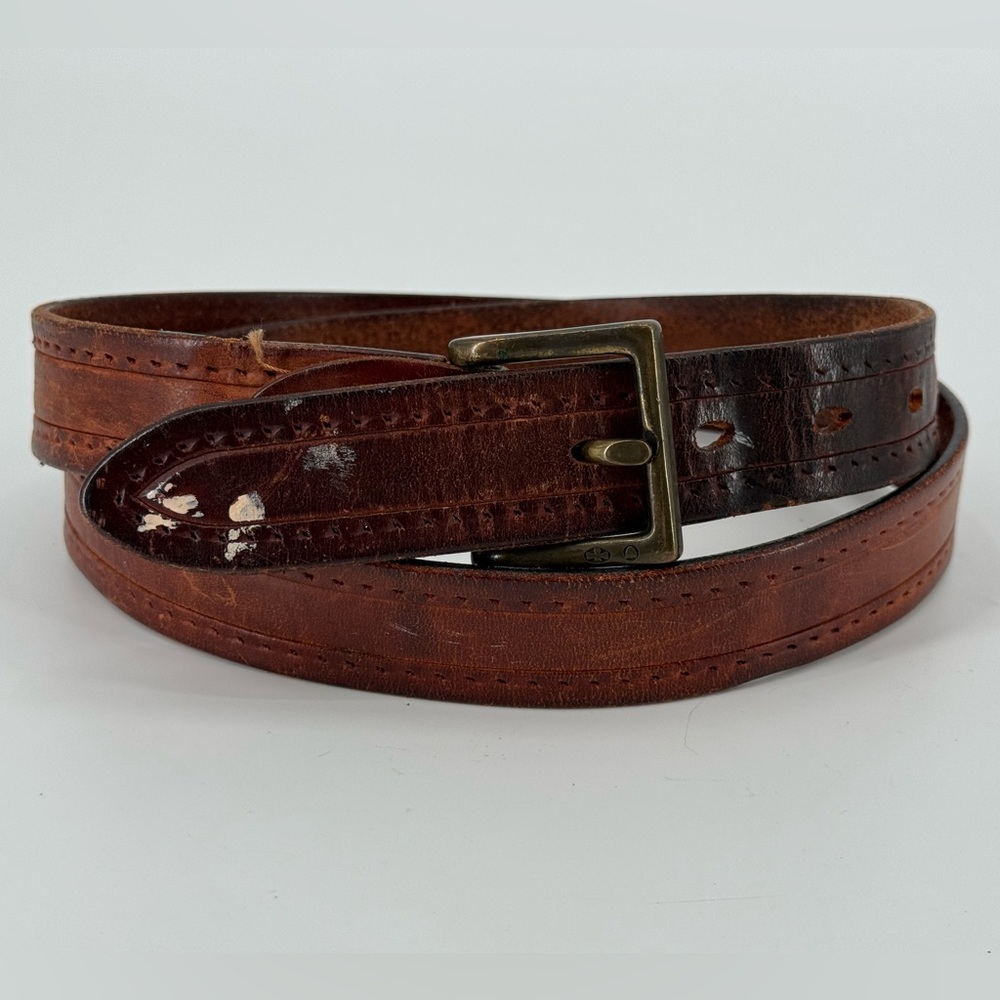 Vero Cuoio Very‎ Vintage Distressed Men’s Leather Brown Belt 42